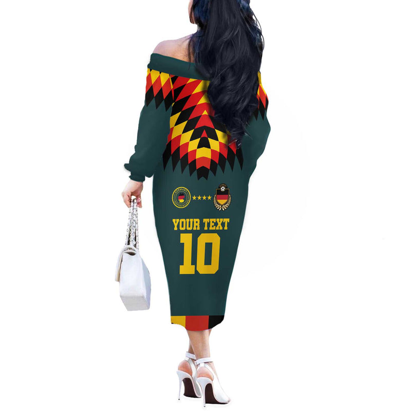 Custom Germany Football 2024 Go Champion Design 90s Style Away Color Off The Shoulder Long Sleeve Dress