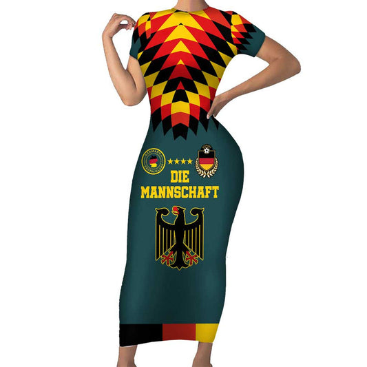 Custom Germany Football 2024 Go Champion Design 90s Style Away Color Short Sleeve Bodycon Dress