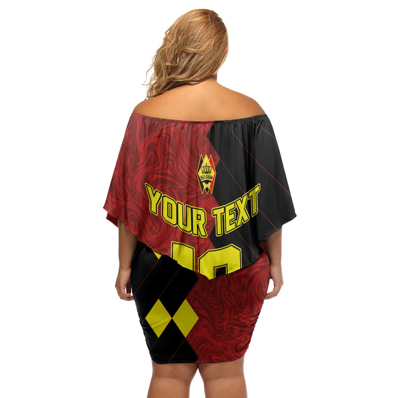Custom Belgium Football 2024 Go Champion Off Shoulder Short Dress