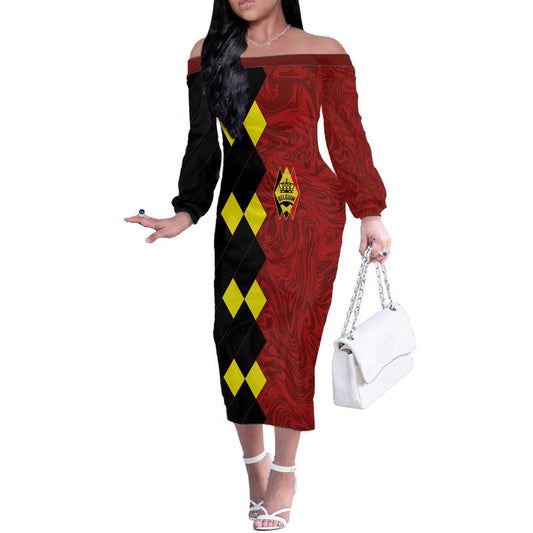 Custom Belgium Football 2024 Go Champion Off The Shoulder Long Sleeve Dress