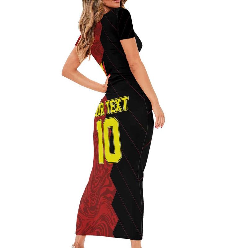 Custom Belgium Football 2024 Go Champion Short Sleeve Bodycon Dress