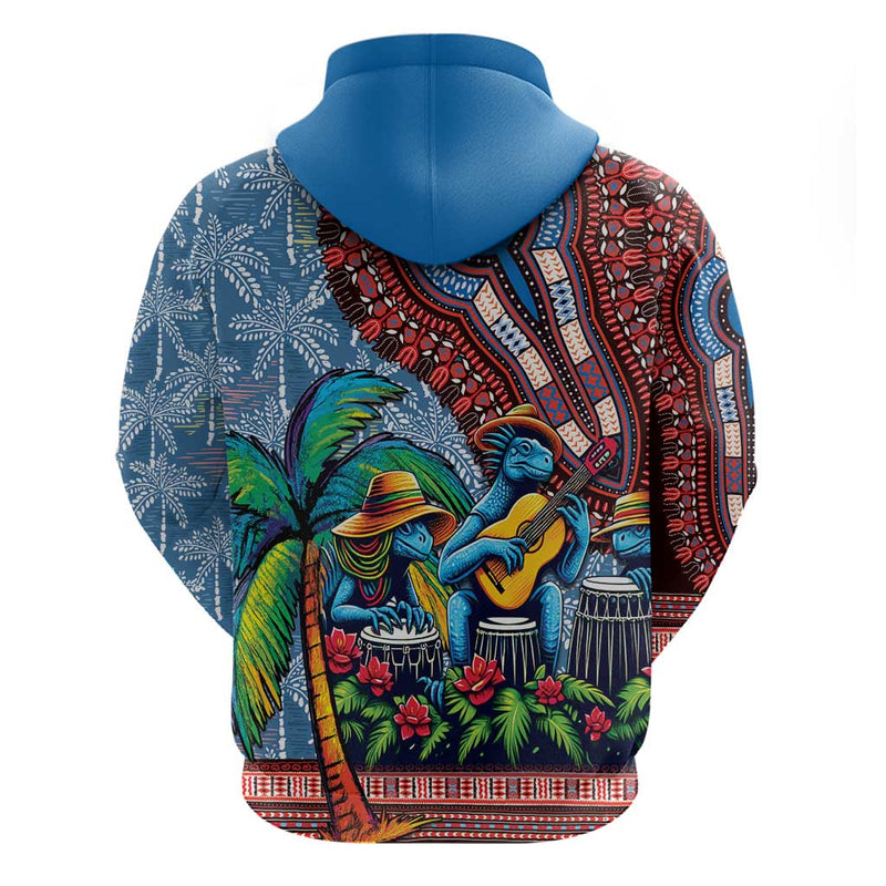 Afro-Caribbean African Dashiki Style with Caribbean Music with Blue Iguanas Hoodie