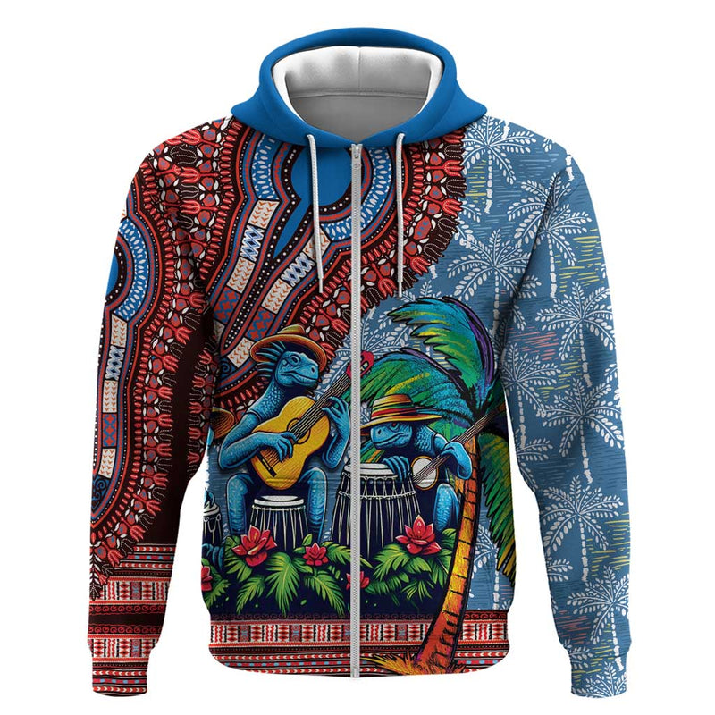 Afro-Caribbean African Dashiki Style with Caribbean Music with Blue Iguanas Hoodie