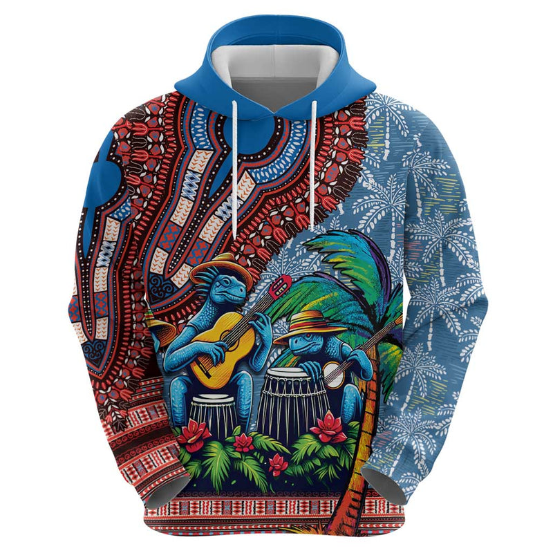 Afro-Caribbean African Dashiki Style with Caribbean Music with Blue Iguanas Hoodie