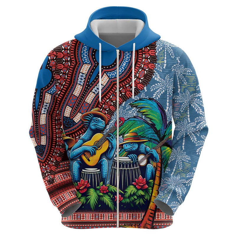Afro-Caribbean African Dashiki Style with Caribbean Music with Blue Iguanas Hoodie