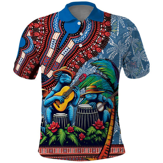 Afro-Caribbean African Dashiki Style with Caribbean Music with Blue Iguanas Polo Shirt