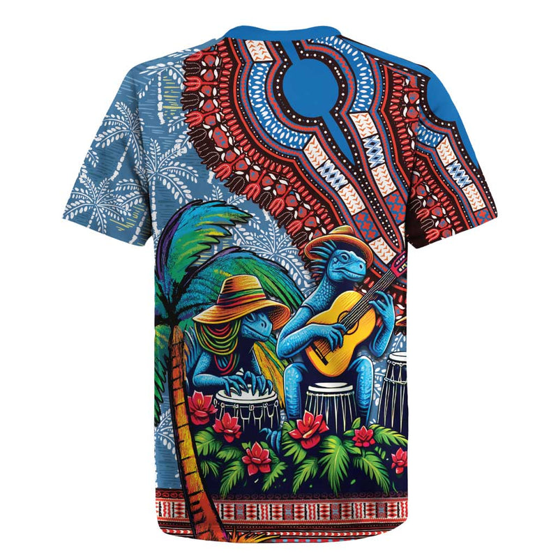 Afro-caribbean African Dashiki Style With Caribbean Music With Blue Iguanas Rugby Jersey
