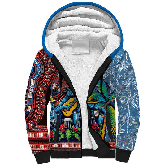 Afro-Caribbean African Dashiki Style with Caribbean Music with Blue Iguanas Sherpa Hoodie