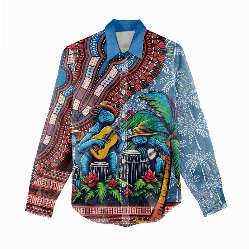 Afro-Caribbean African Dashiki Style with Caribbean Music with Blue Iguanas Women Casual Shirt