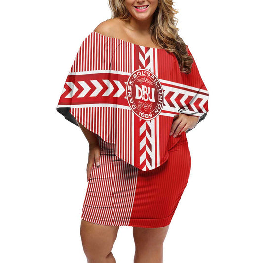 Custom Denmark National Football The Red And Whites Sporty Style Off Shoulder Short Dress