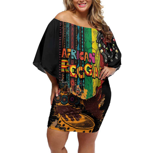Afro-caribbean African And Reggae Art Music Off Shoulder Short Dress