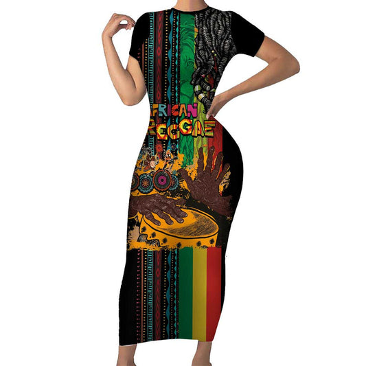 Afro-caribbean African And Reggae Art Music Short Sleeve Bodycon Dress