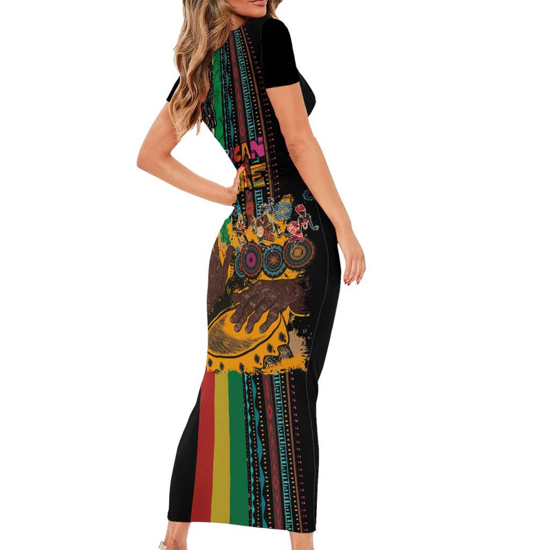 Afro-caribbean African And Reggae Art Music Short Sleeve Bodycon Dress