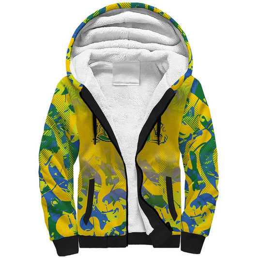 Custom Brazil Football Champion 2024 Sherpa Hoodie