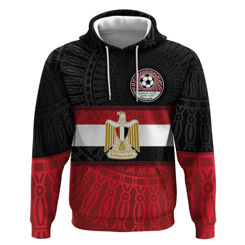 Custom Egypt National Football Egyptian Geometric And Flag Hoodie