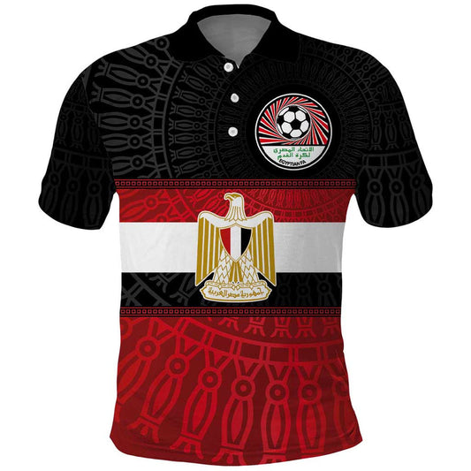 Custom Egypt National Football Egyptian Geometric And Flag Polo Shirt