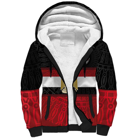 Custom Egypt National Football Egyptian Geometric And Flag Sherpa Hoodie
