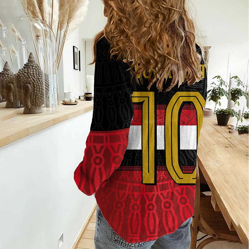 Custom Egypt National Football Egyptian Geometric And Flag Women Casual Shirt