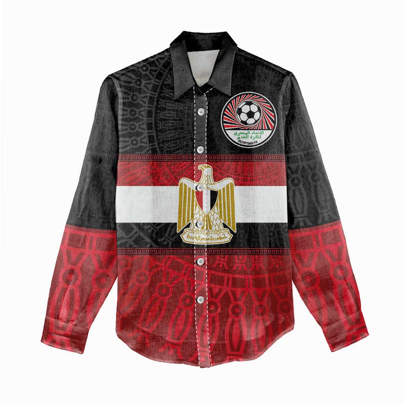 Custom Egypt National Football Egyptian Geometric And Flag Women Casual Shirt