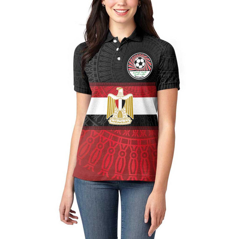 Custom Egypt National Football Egyptian Geometric And Flag Women Polo Shirt