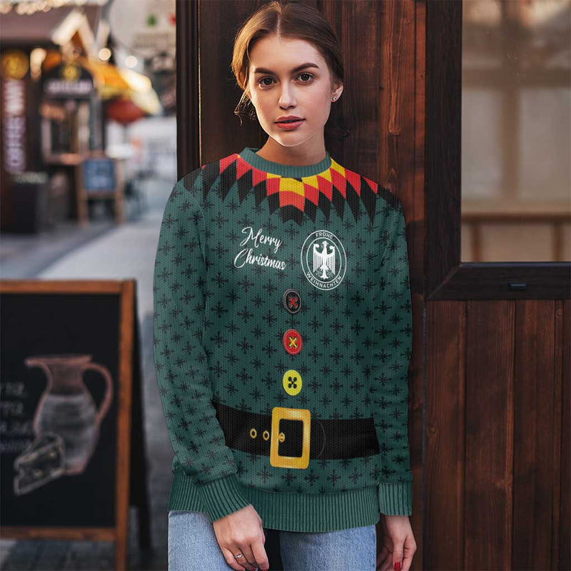 Custom German Christmas Ugly Christmas Sweater German Football Jersey Mix Santa Suit Style