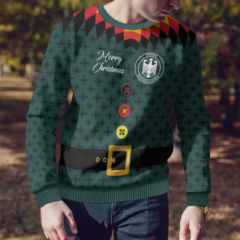 Custom German Christmas Ugly Christmas Sweater German Football Jersey Mix Santa Suit Style