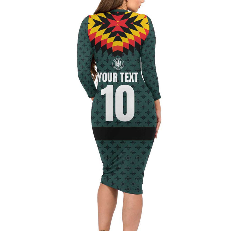 Custom German Christmas German Football Jersey Mix Santa Suit Style Long Sleeve Bodycon Dress