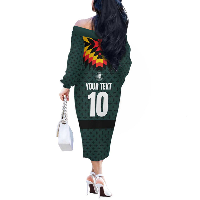 Custom German Christmas German Football Jersey Mix Santa Suit Style Off The Shoulder Long Sleeve Dress