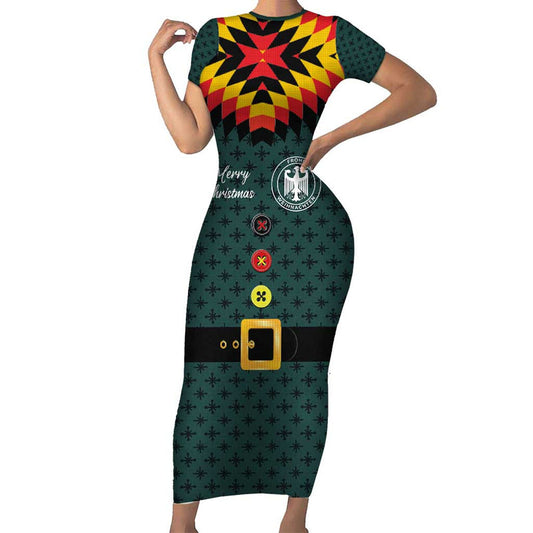 Custom German Christmas German Football Jersey Mix Santa Suit Style Short Sleeve Bodycon Dress
