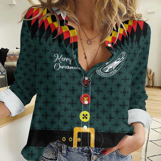 Custom German Christmas German Football Jersey mix Santa Suit Style Women Casual Shirt