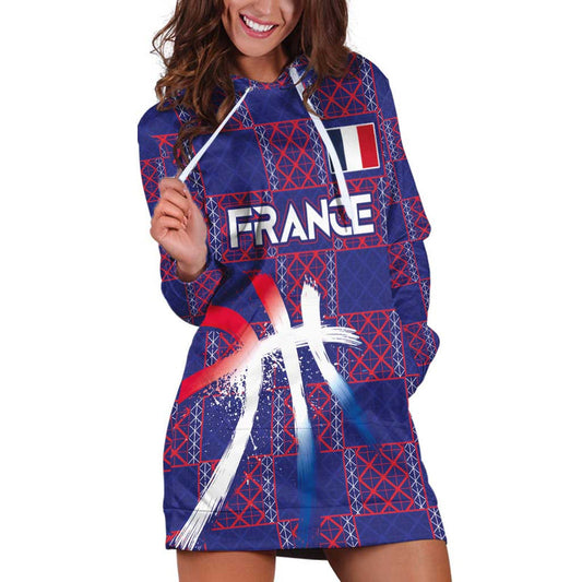 Custom Basketball Fan Jersey French Paris Architectural Heritage Checkered Style Hoodie Dress