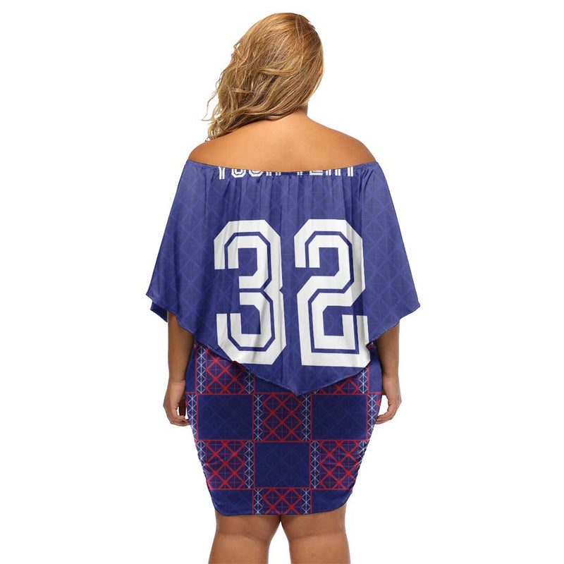 Custom Basketball Fan Jersey French Paris Architectural Heritage Checkered Style Off Shoulder Short Dress