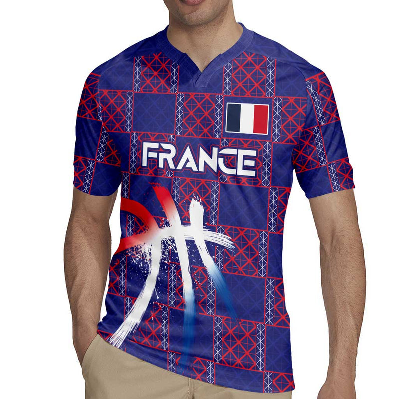 Custom Basketball Fan Jersey French Paris Architectural Heritage Checkered Style Rugby Jersey