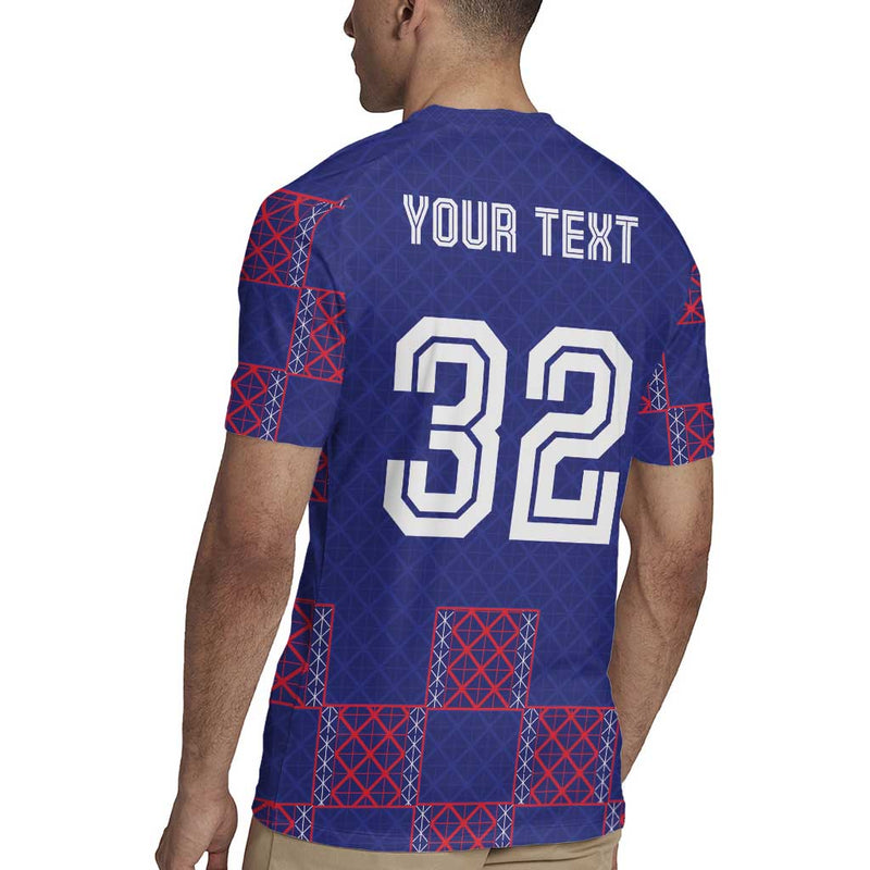 Custom Basketball Fan Jersey French Paris Architectural Heritage Checkered Style Rugby Jersey
