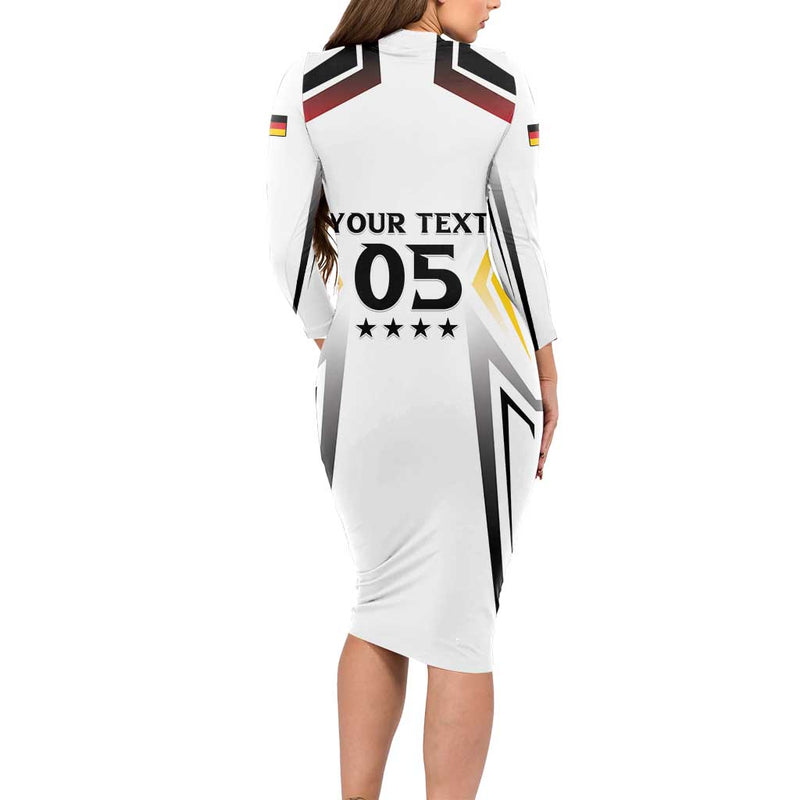 Custom Germany 2024 Football Go Champions Nationalelf White Version Long Sleeve Bodycon Dress