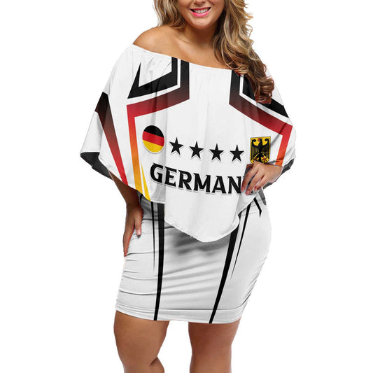 Custom Germany 2024 Football Go Champions Nationalelf White Version Off Shoulder Short Dress