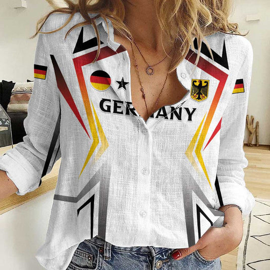 Custom Germany 2024 Football Go Champions Nationalelf White Version Women Casual Shirt