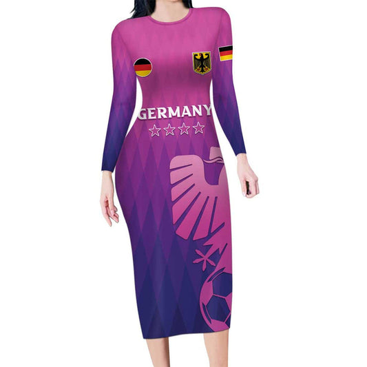 Custom Germany 2024 Football Go Champions Nationalelf Pink Version Long Sleeve Bodycon Dress