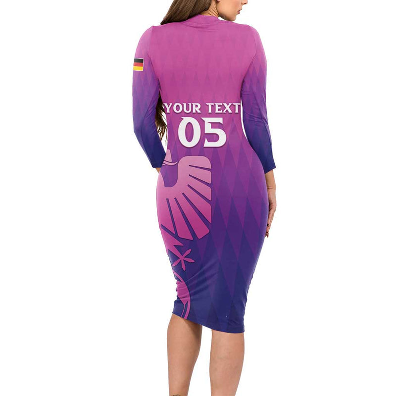 Custom Germany 2024 Football Go Champions Nationalelf Pink Version Long Sleeve Bodycon Dress