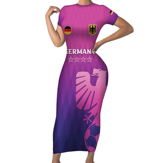 Custom Germany 2024 Football Go Champions Nationalelf Pink Version Short Sleeve Bodycon Dress