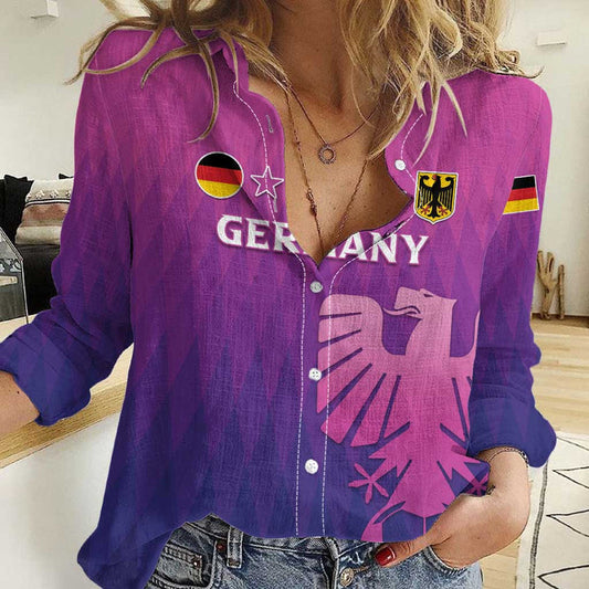 Custom Germany 2024 Football Go Champions Nationalelf Pink Version Women Casual Shirt