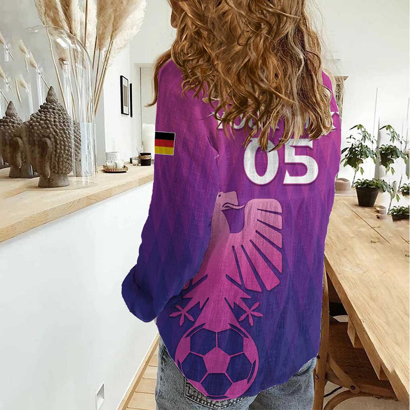 Custom Germany 2024 Football Go Champions Nationalelf Pink Version Women Casual Shirt