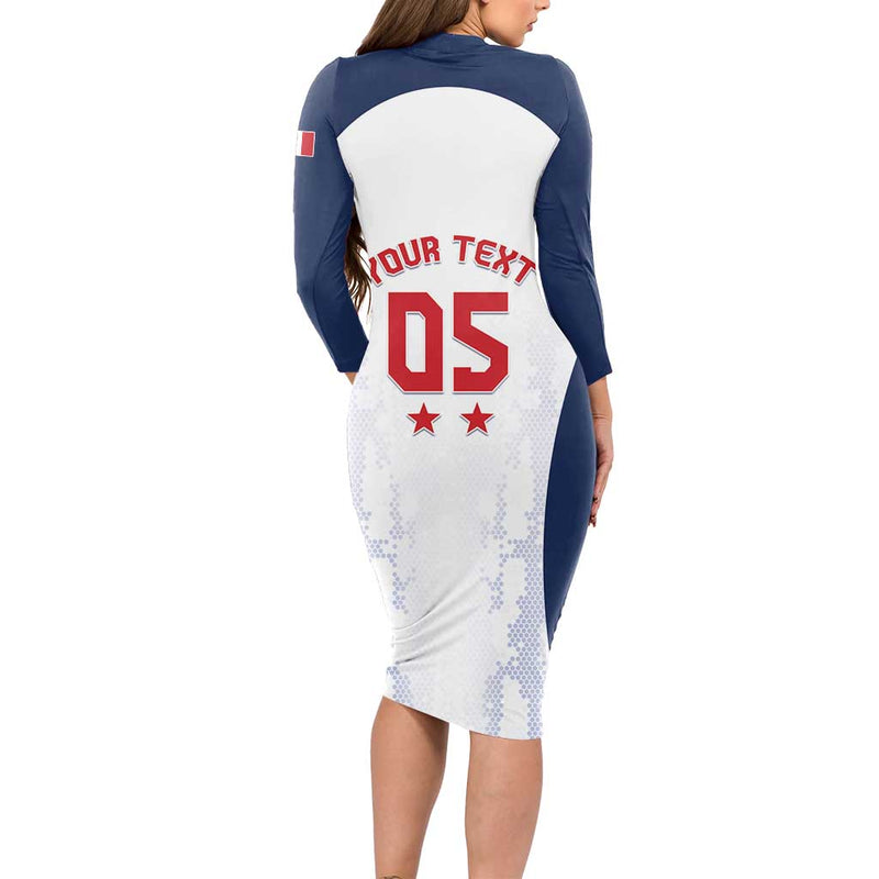 Custom France 2024 Football Go Champions Les Bleus Long Sleeve Bodycon Dress