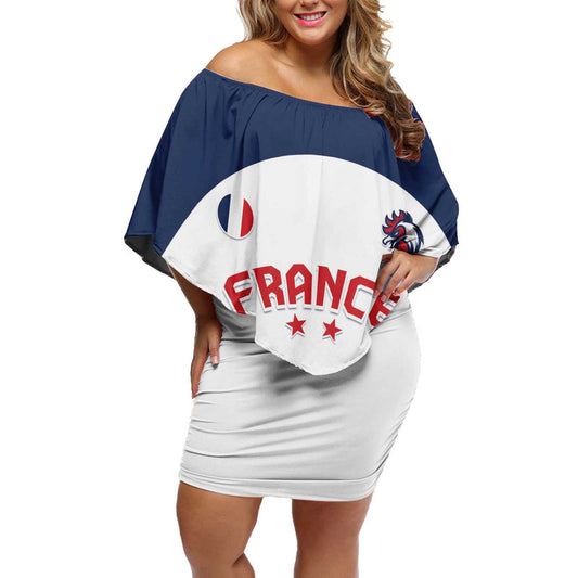 Custom France 2024 Football Go Champions Les Bleus Off Shoulder Short Dress