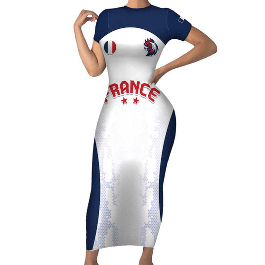 Custom France 2024 Football Go Champions Les Bleus Short Sleeve Bodycon Dress