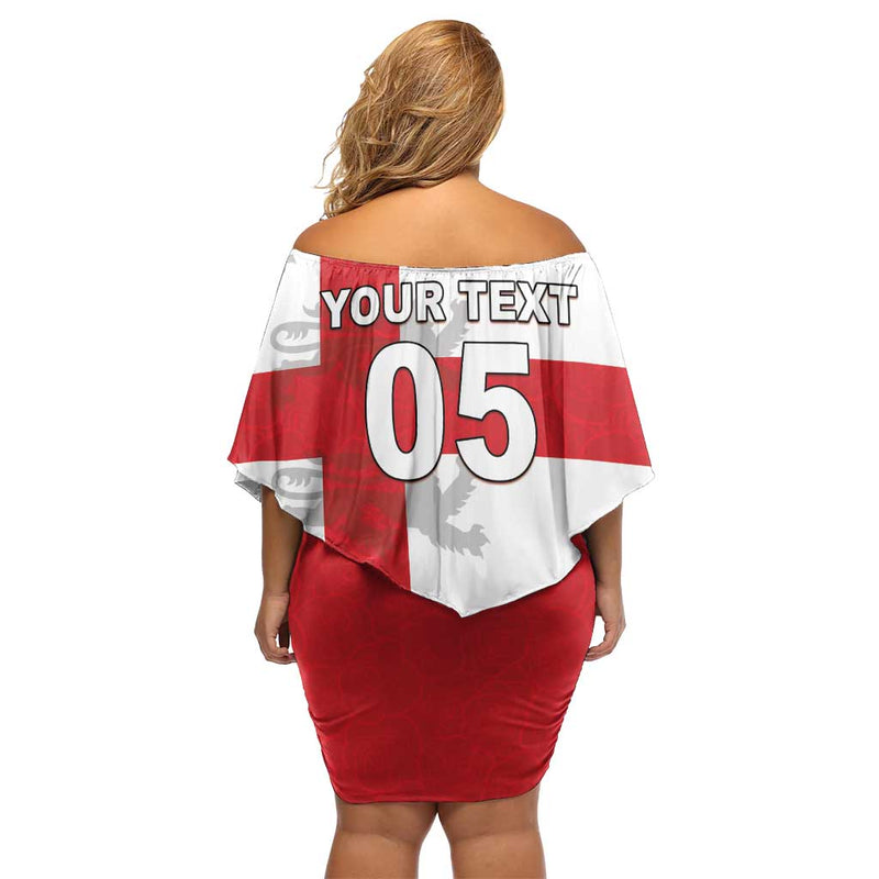 Custom England Rugby Vintage Style Off Shoulder Short Dress