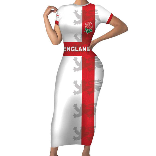 Custom England Rugby Vintage Style Short Sleeve Bodycon Dress