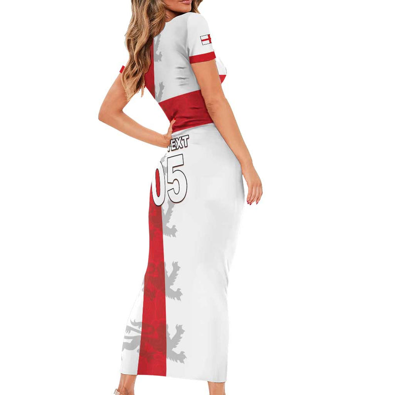 Custom England Rugby Vintage Style Short Sleeve Bodycon Dress