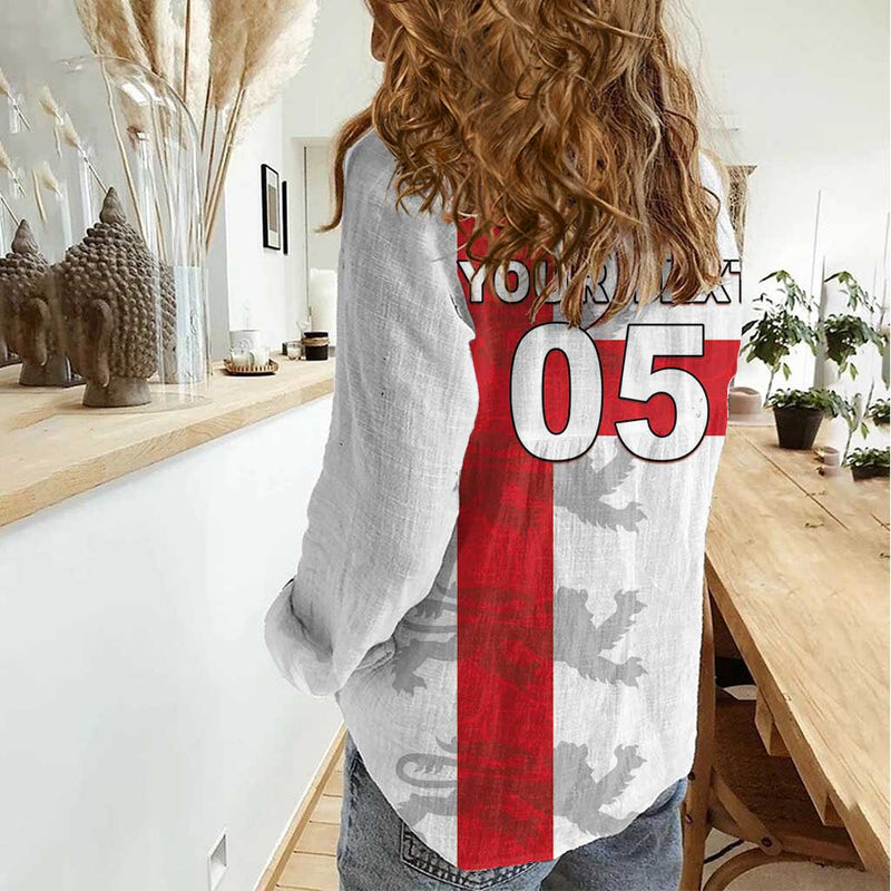 Custom England Rugby Vintage Style Women Casual Shirt