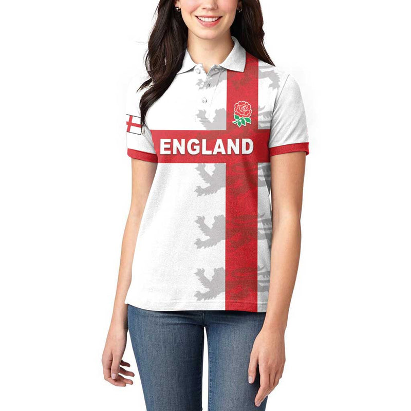 Custom England Rugby Vintage Style Women Polo Shirt